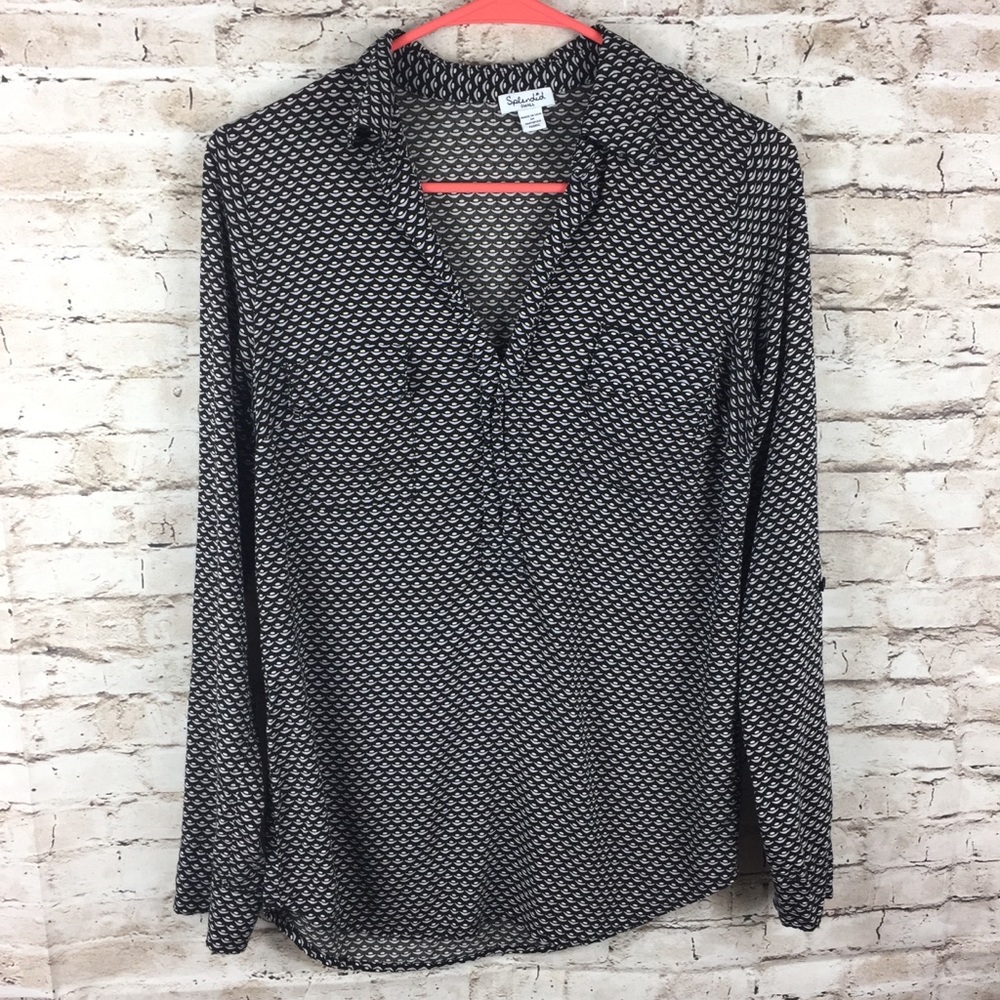 Splendid Black White Flowy Blouse Top